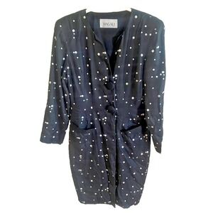 Vintage 1980s Magali Collection Black White Polka Dot Blazer Dress Pretty Woman